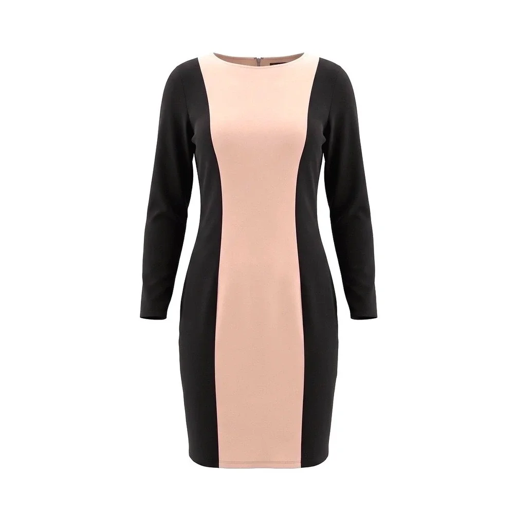 Alice + Olivia Amena Employed Colorblock Sheath Dress Size 2 Nude Career Office - Picture 2 of 16